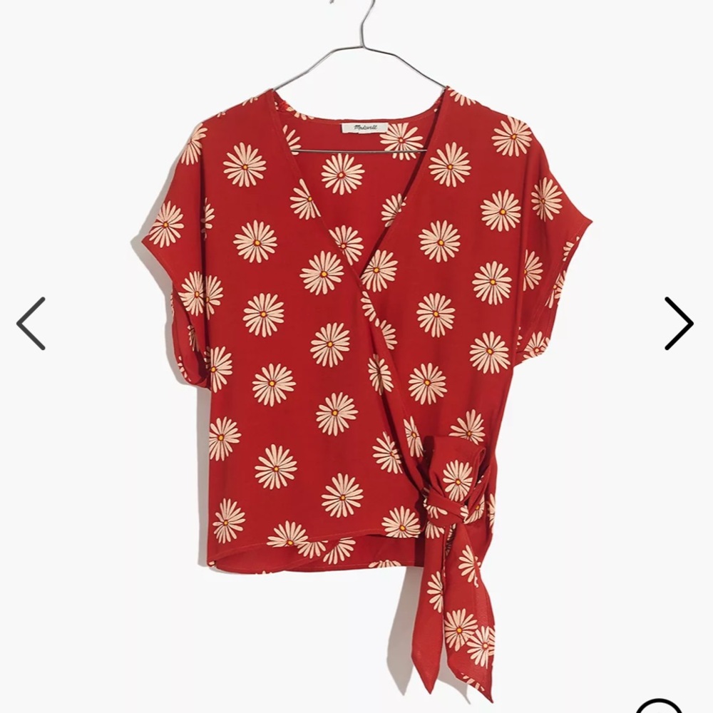 Madewell Sash-Tie Wrap Top in Daisy Daydream